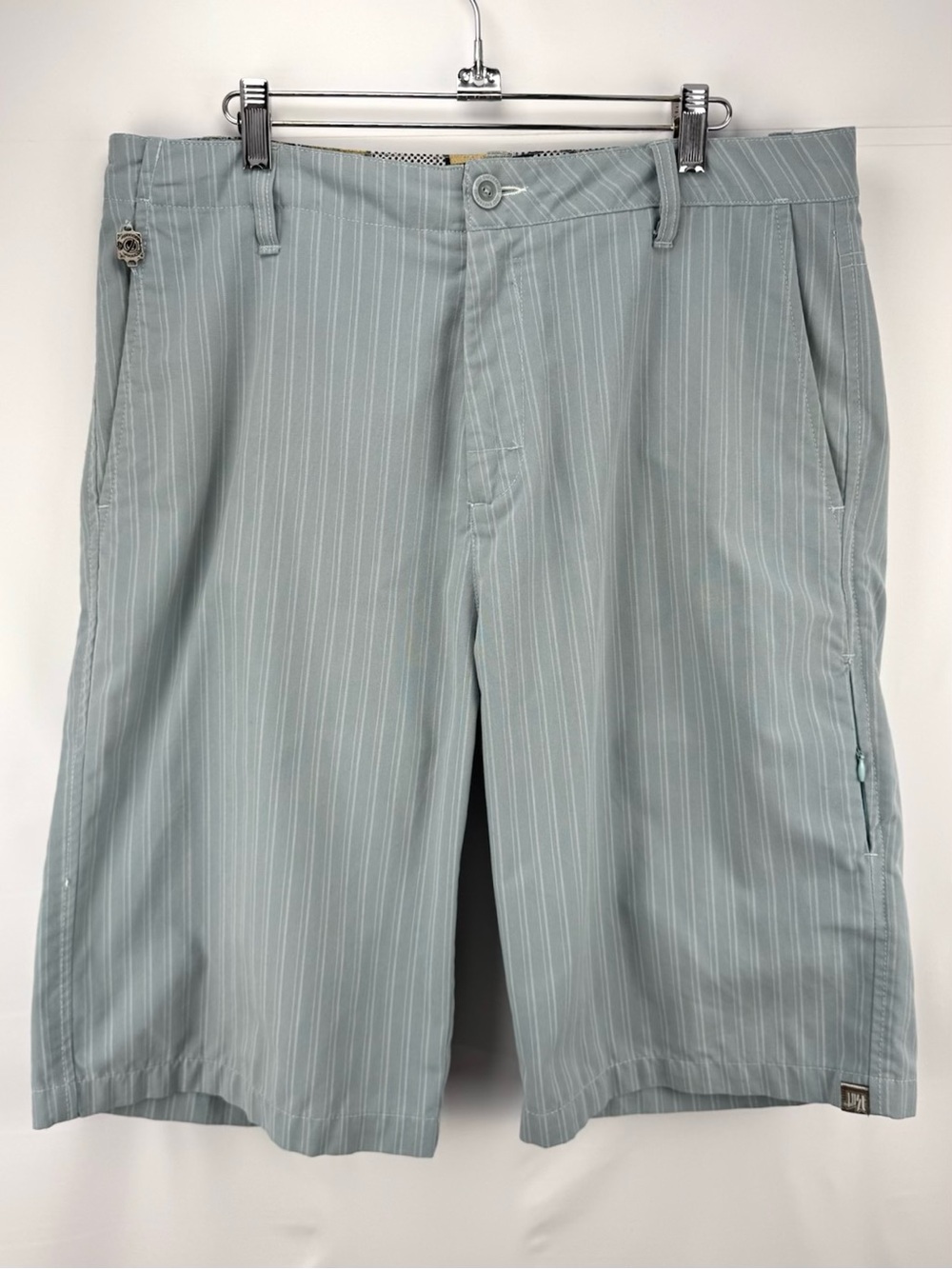 Men's Light Seafoam Pinstripe Flat-Front Shorts